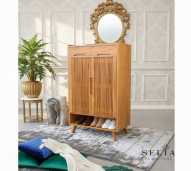 Askraft Maja Lemari Sepatu - Lemari Sepatu Kayu Solid Jati Minimalis Asli