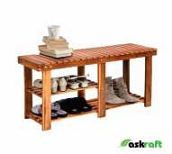 Askraft Rak Sepatu Model Dudukan Bangku Kayu Jati Solid Asli