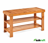 Askraft Rak Sepatu Portable Bangku Kayu Jati Solid Asli