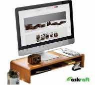Askraft Furniture Meja Monitor Stand Natural Wood Kayu Jati
